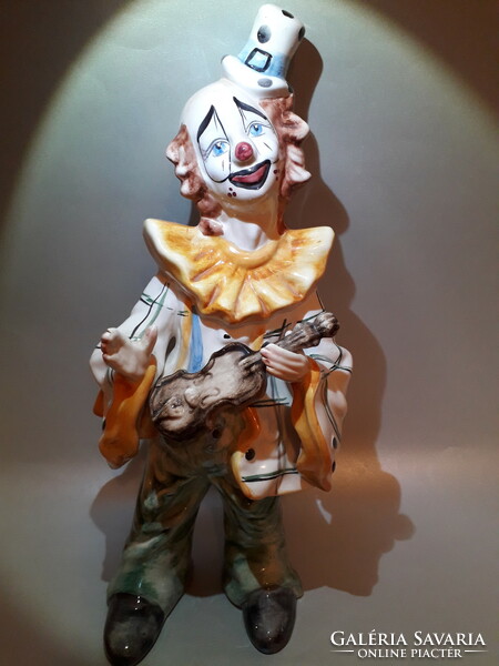 Nagy méretű porcelán cirkuszi bohóc vélhetően Capodimonte szobor jelzetlen 40 cm féláron