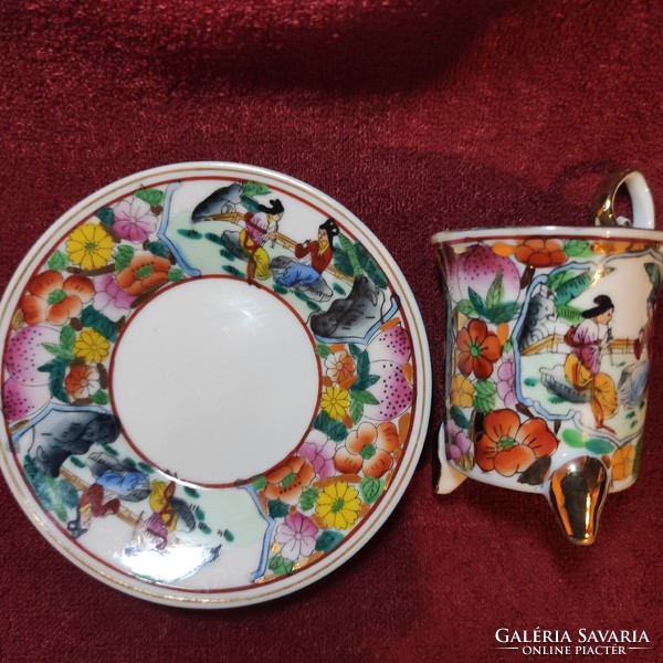 Japanese scenic porcelain cup + saucer set
