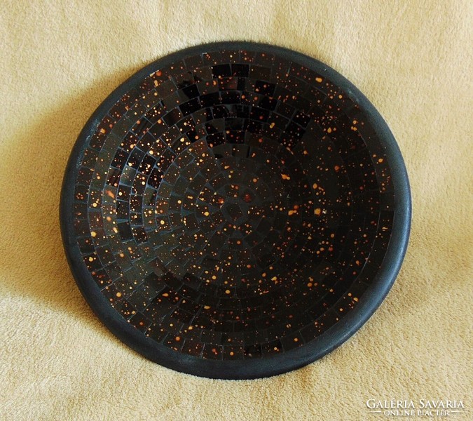 Modern, black ceramic large tray, table center 29 cm