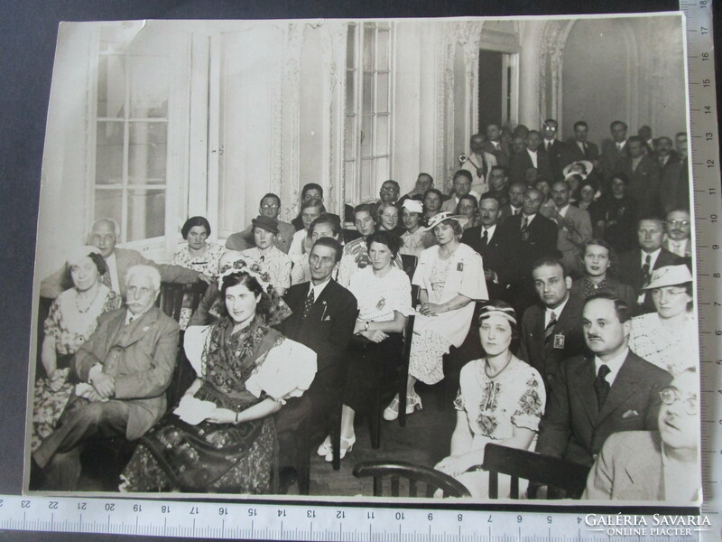 Approx. 1930 Elökelő society group photo event Matyó Menyecske marked large photo Budapest 24 cm