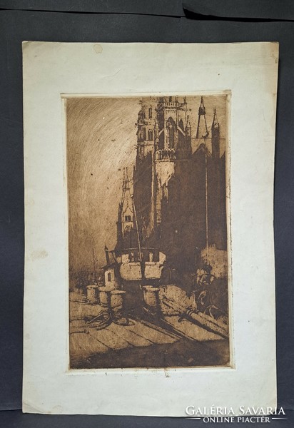 Etching xx. From the first half of the century - tower building - unidentified artist