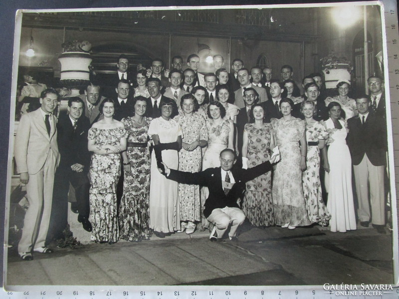 Approx. 1930 Distinguished company group photo event ball marked large photo Budapest 24 cm