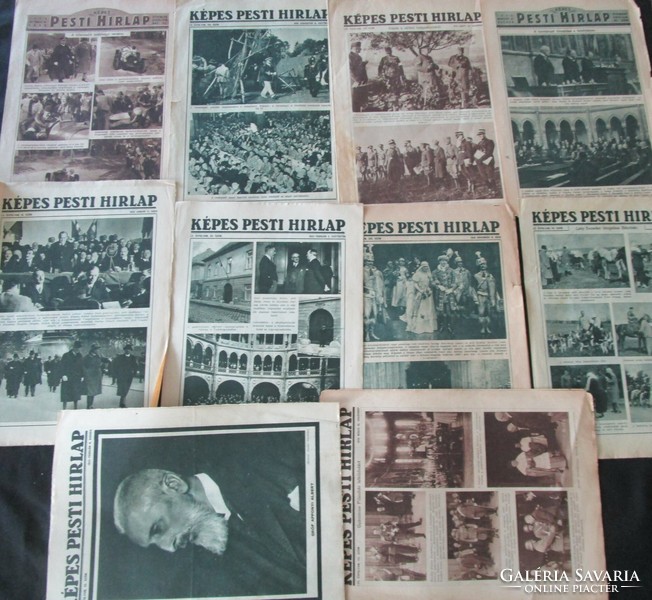 10 issues of Pest newspaper magazine with Horthy pictures, approx. 1928