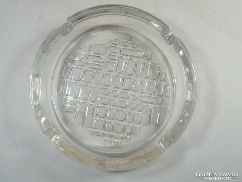 Retro old ribbed patterned glass ashtray ash ashtray tray - approx. From the 1970s and 80s