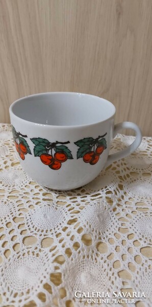 Zsolnay, porcelán cseresznye mintás, nagy méretű csésze, bögre