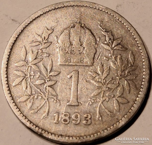 N/021 - 1893, Austrian, silver József Ferenc 1 crown