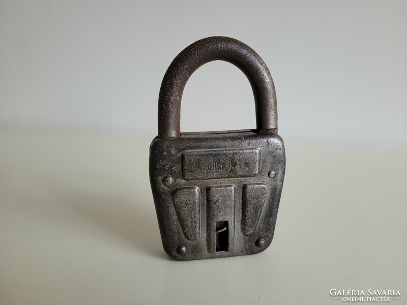 Old vintage large 14.5 cm iron padlock