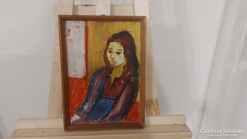 (K) fiatal hölgy festmény 23x32 cm kerettel