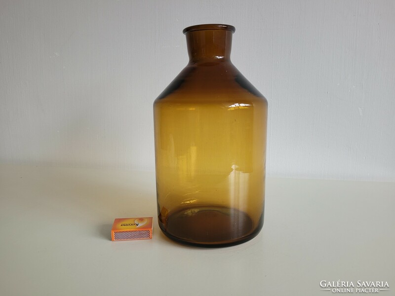 Old large size 3 liter amber colored apothecary glass apothecary glass pharmacy bottle