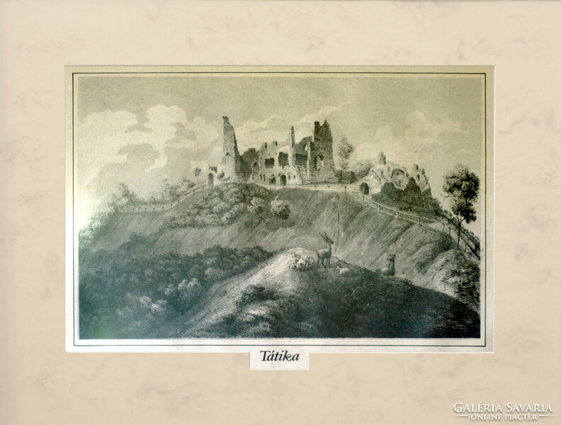 Miklós Szerelmey: Tatika's castle - framed 46x58cm - artwork 24x36cm - T22/812