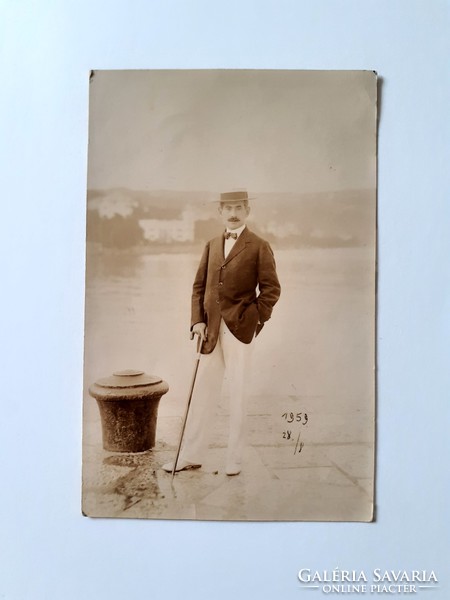 Old man photo abbazia riume harbor photo postcard