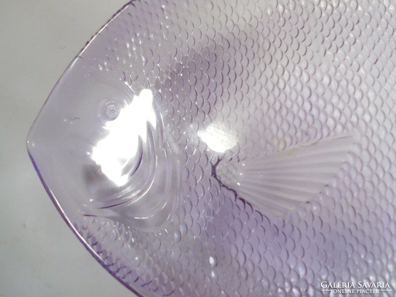 Retro kristály hatású lilás színű műanyag tálca hal halacska halas minta