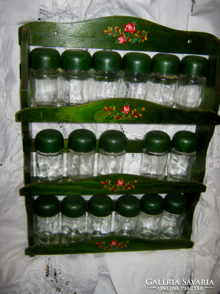 Retro wooden hand-painted spice rack