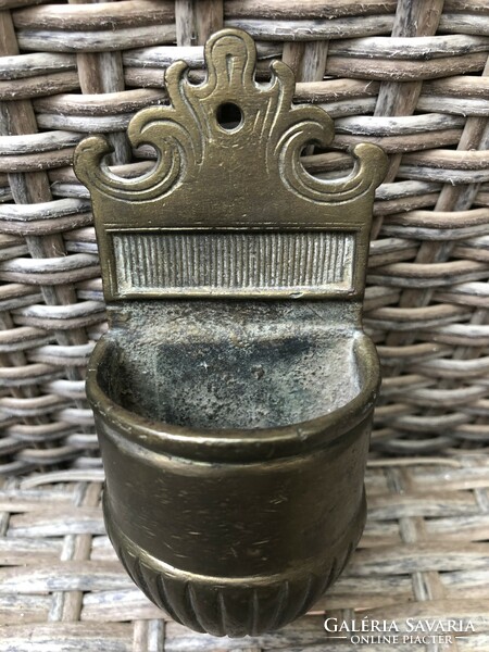 Antique copper match holder or holy water holder.