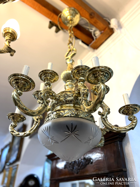 12 Bulb antique restored copper ceiling chandelier