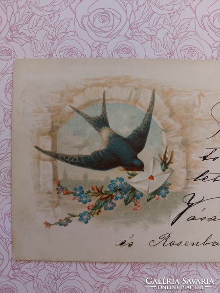 Old postcard 1899 postcard swallow forget