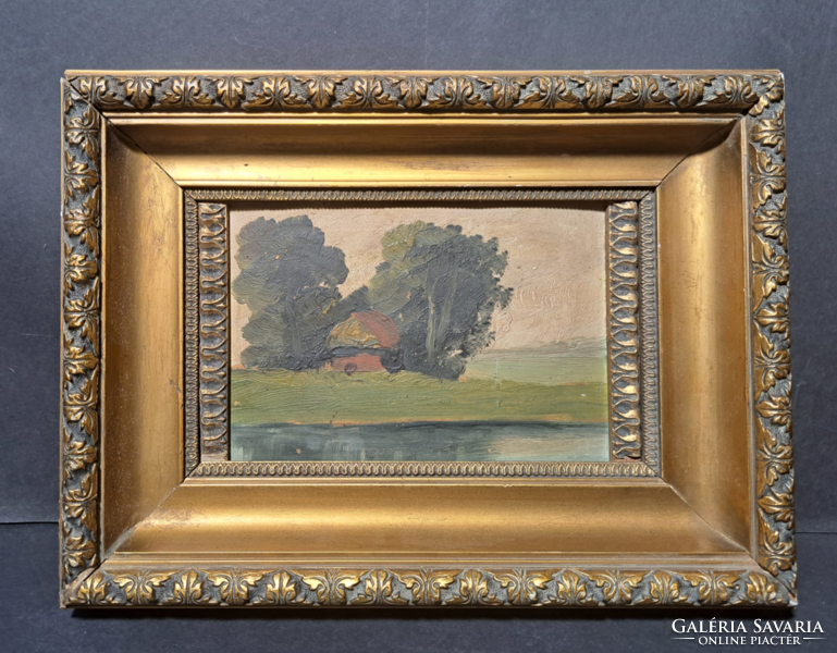 Antique landscape (beautiful, with contemporary frame 22x30 cm)
