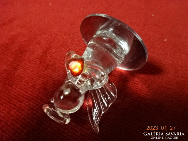 Christmas glass angel face, with a red heart, height 4.5 cm. He has! Jokai.