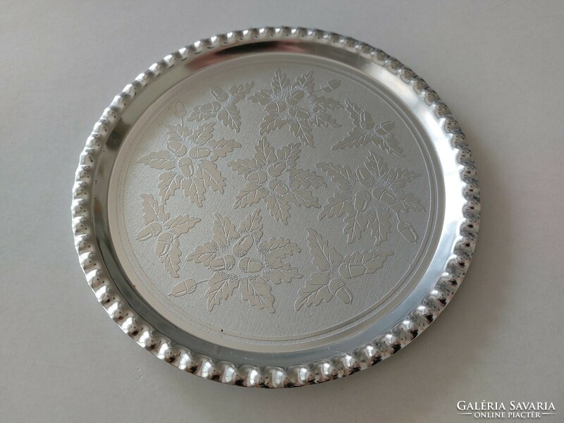 Retro aluminum metal tray with acorn oak leaf pattern