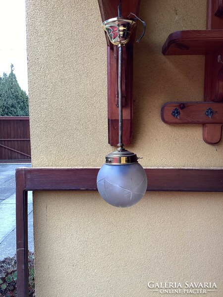 Incised sphere glass chandelier.