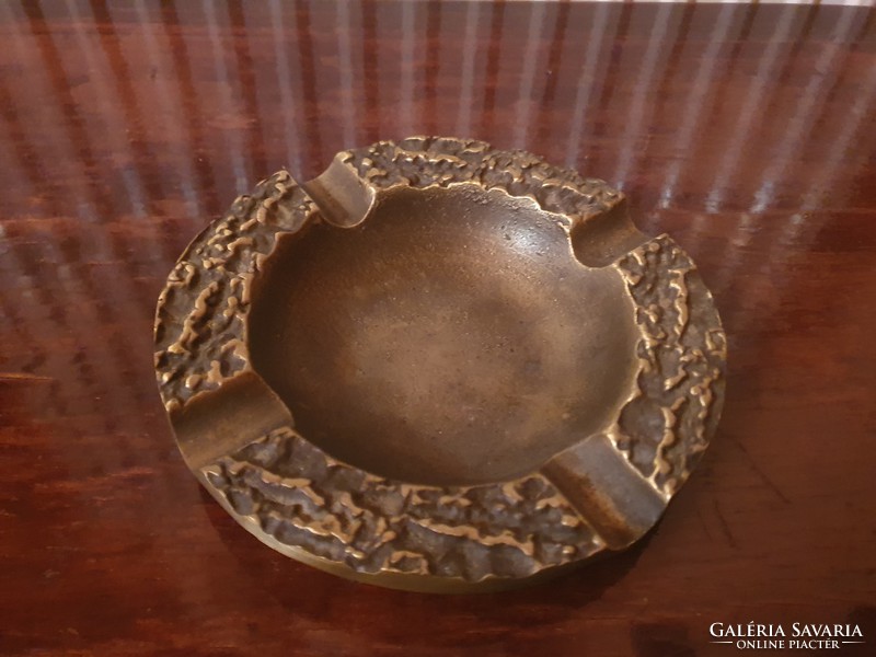 Bronz öntvény hamu tál 60 dkg, hamuzó, hamutartó, 14 cm