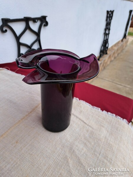 Gyönyörű lila berekfürdői karcagi üveg váza ritka szépség mid-century modern
