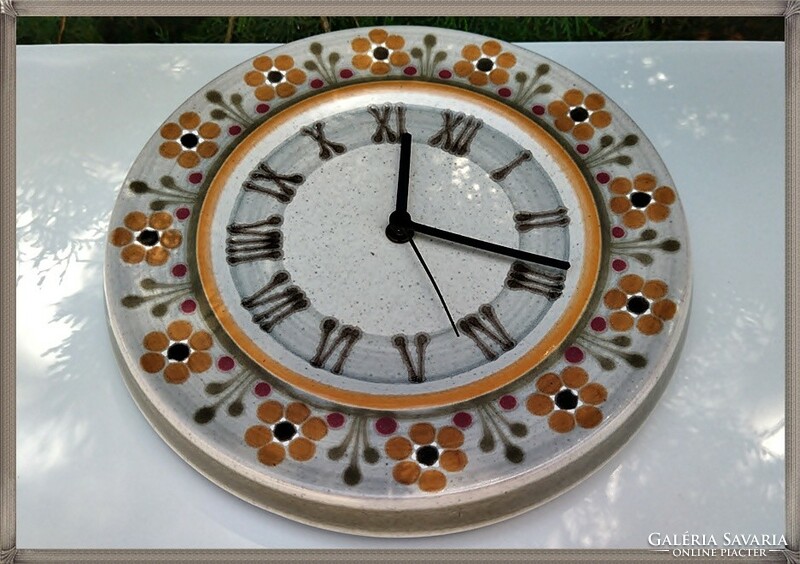 German handmade ceramic working wall clock