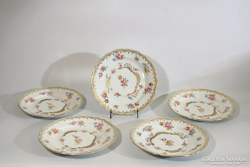 5pcs fischer Emil Meissen pattern plate d=25 turn of the century antique set tableware flat plate bowl