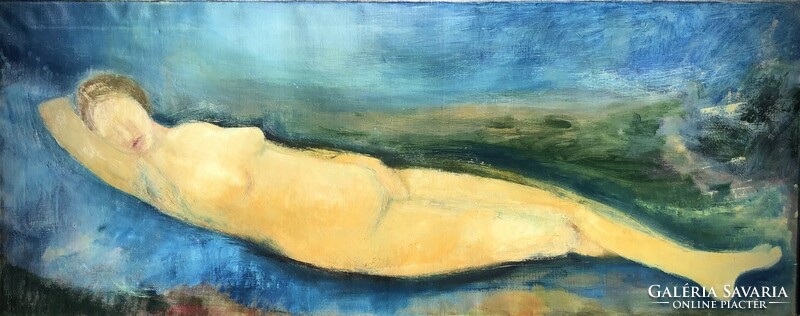 Oil on canvas female nude painting by an unknown artist!