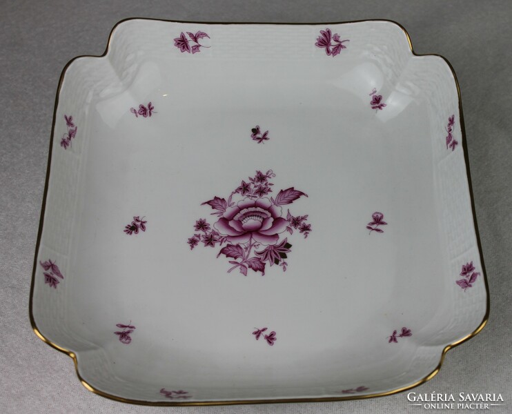 New, never used Herend Nanking bouquet rectangular bowl purple