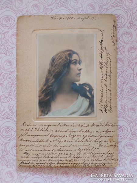 Régi képeslap 1900 levelezőlap hölgy fotó