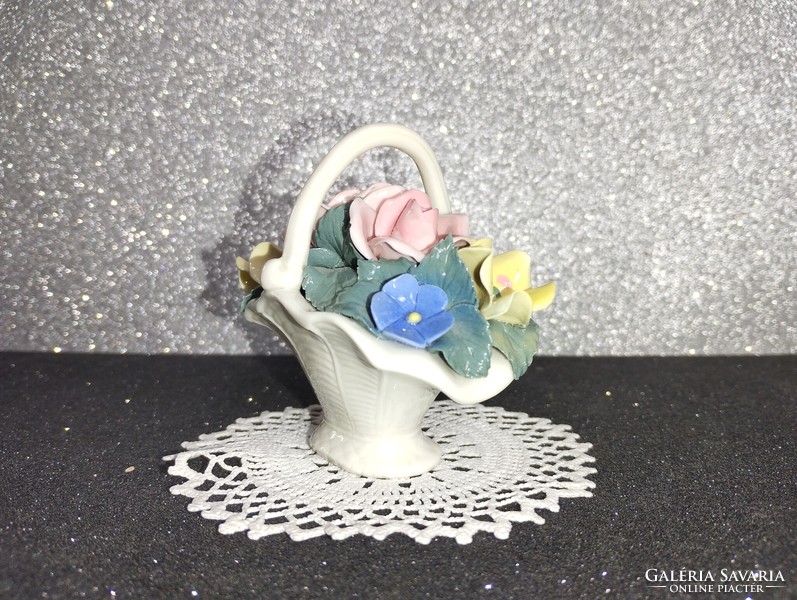 Virág kosárka - Német ENS porcelán
