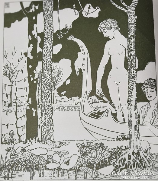 Tichy Gyula: eredeti jelzett linómetszet, "Előfizetői felhívás" 1909- ből