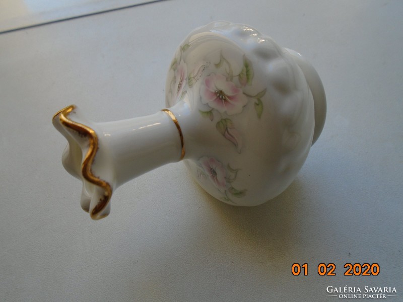 Angol SHEEZ ELEGANCE vintage virágos bordázott csavart pipere porcelán palack díszes dugóval