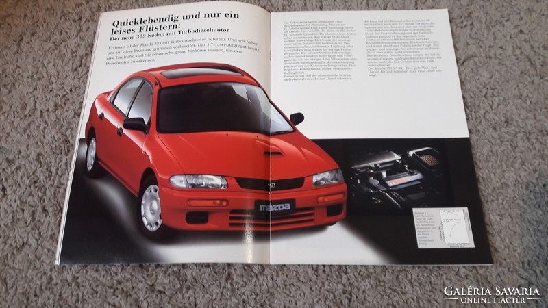 Mazda 323 ba model, brochure, catalog, retro advertisement, old timer, Japan car,