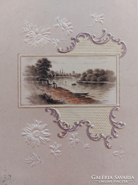 Régi képeslap 1900 dombornyomott levelezőlap tájkép