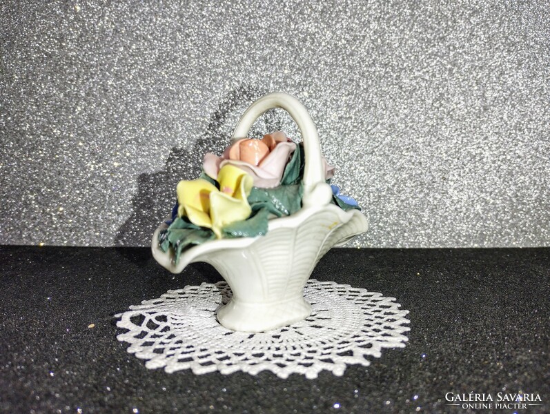 Virág kosárka - Német ENS porcelán