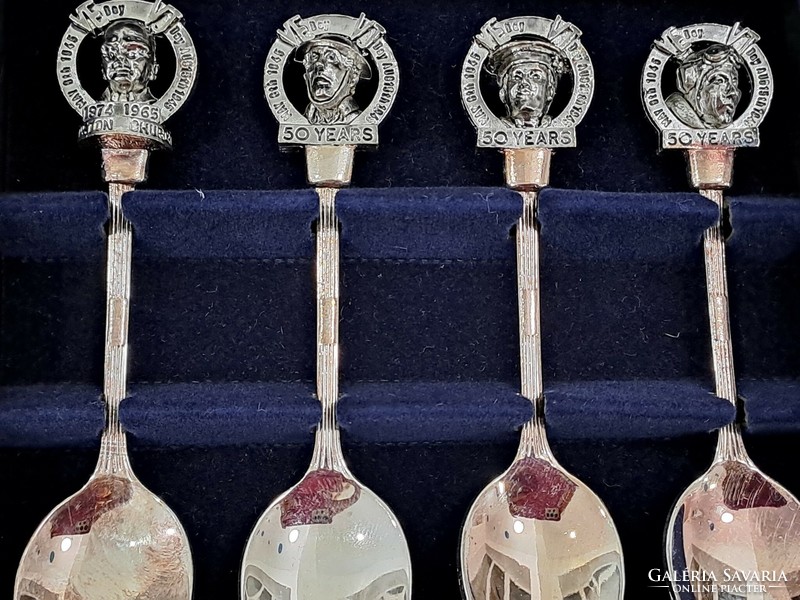 Silver plated spoon collection by Jean Manson V E Day ezüstözött angol gyűjtői kanalak