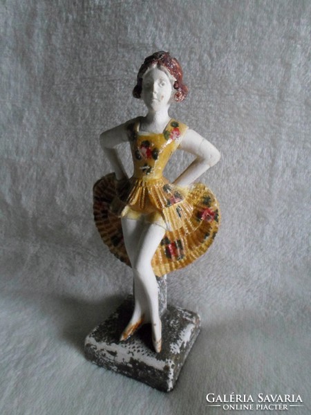 Art deco dancer, hand-painted antique plaster statue 15 cm