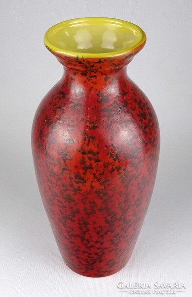 1L810 mid century orange-glazed plague cold well retro ceramic vase 23 cm