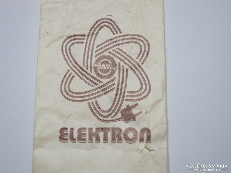 Régi retro Ravill Elektron elektronikai alkatrész papír zacskó reklám 1970-as évekből