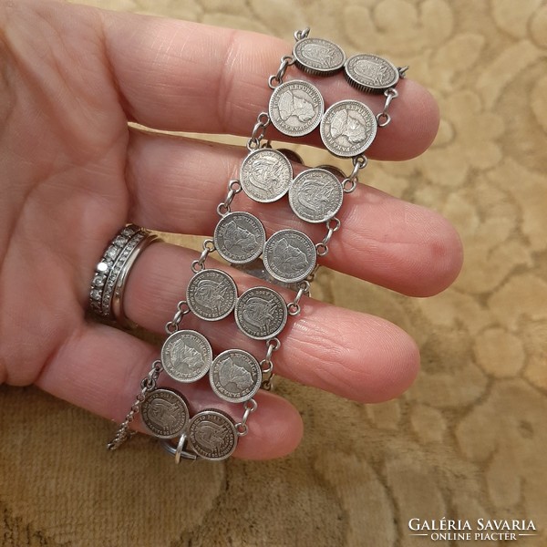 Antique silver money bracelet / bracelet 1904