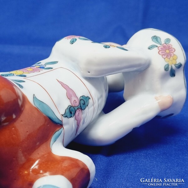 Antik nagyméretű Óherendi kínai sótartó porcelán festett figura. Herend