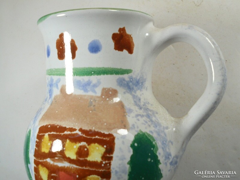 Hand-painted winter landscape landscape - ceramic jug spout - muddy stream manufactory - 12 cm high