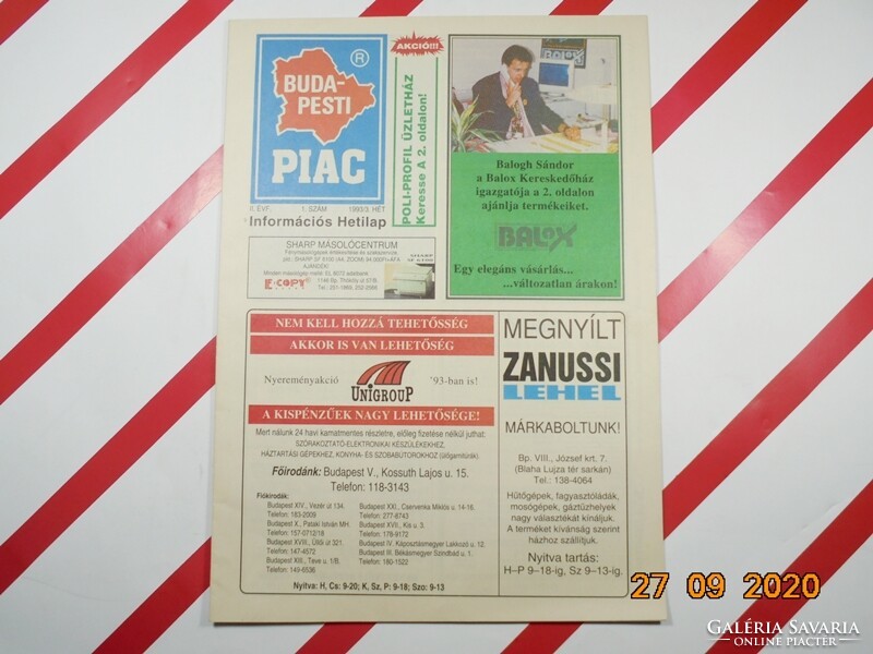 Budapest newspaper market - newspaper of the capital city - old retro advertising newspaper - 1993/3. Seven