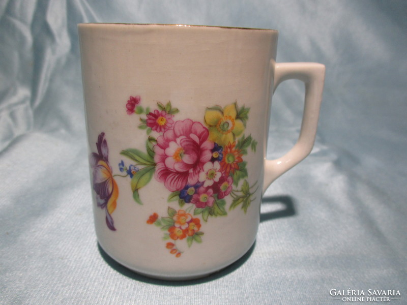 Zsolnay mug with beautiful flowers, cup