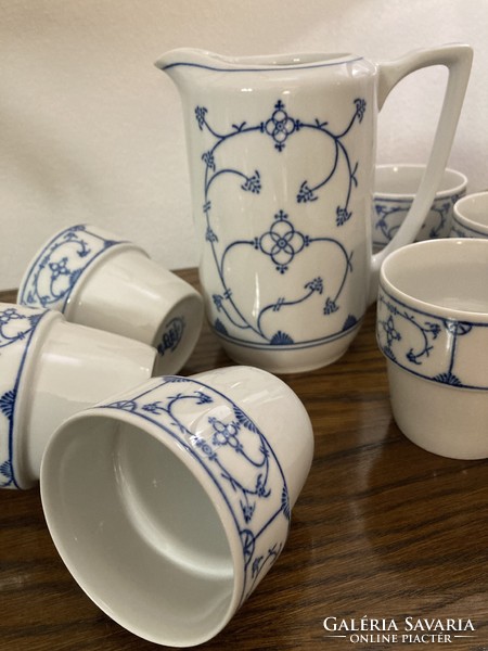 Kék szalmavirágos NDK porcelán italos készlet