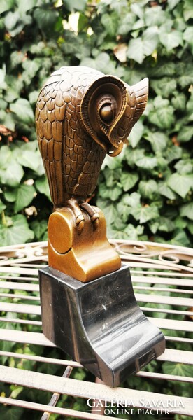 Különleges art deco bagoly - bronz szobor műalkotás
