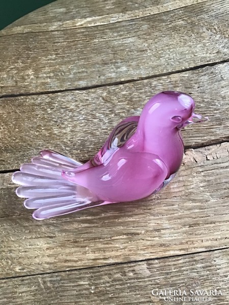 Old Murano Archimede Seguso crystal glass bird ornament from 1950