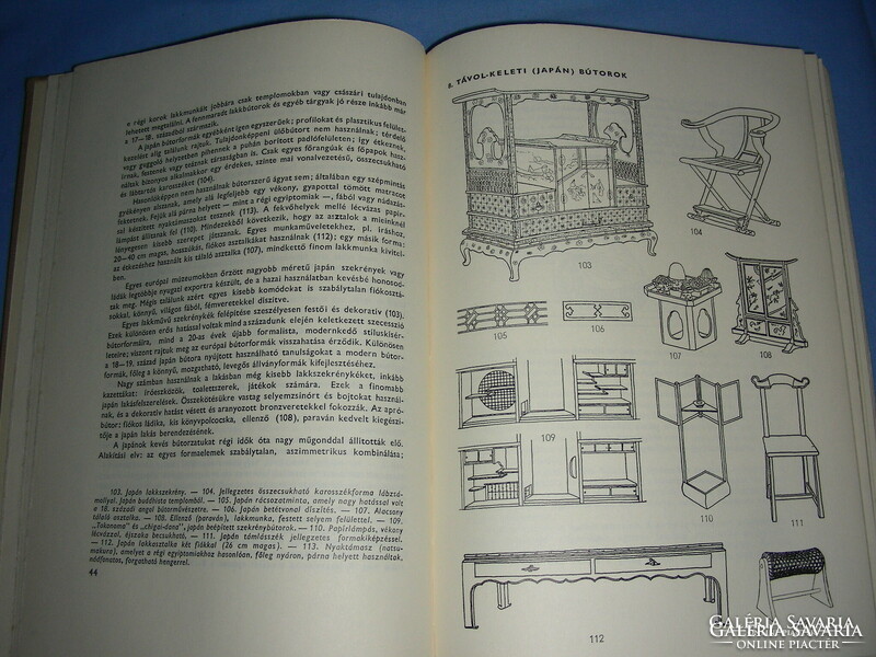 1962 -ES SZAKKÖNYV RITKASÁG  A  BÚTORSTÍLUSOK  KORSZAKOK FELSOROLÁSSAL laikus és a szakember számára
